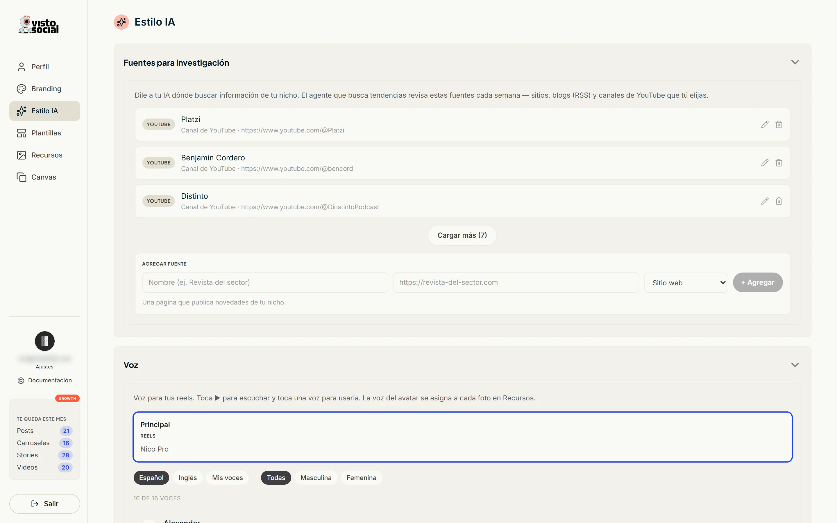 Visto's AI Style tab